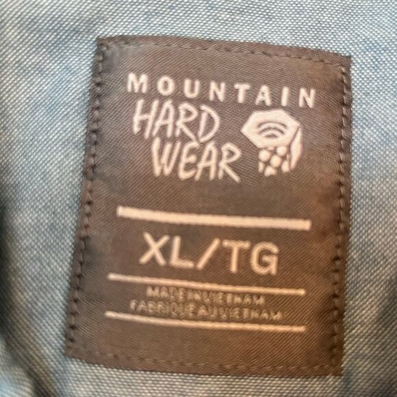 Mountain Hardwear Men's Size XL Button Up Short Sleeve Chambray Shirt - Picture 3 of 7